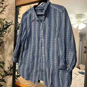 Vintage-Inspired Karen Scott Oversized Button-Up — Size 2X